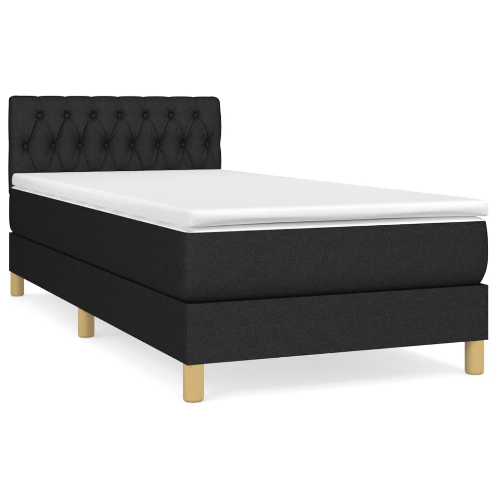 kontinentalseng med madras 90x190 cm stof sort