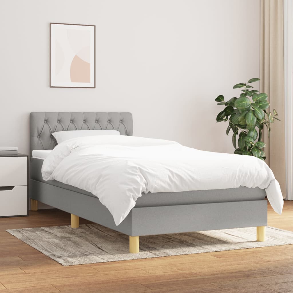kontinentalseng med madras 90x200 cm stof lysegrå