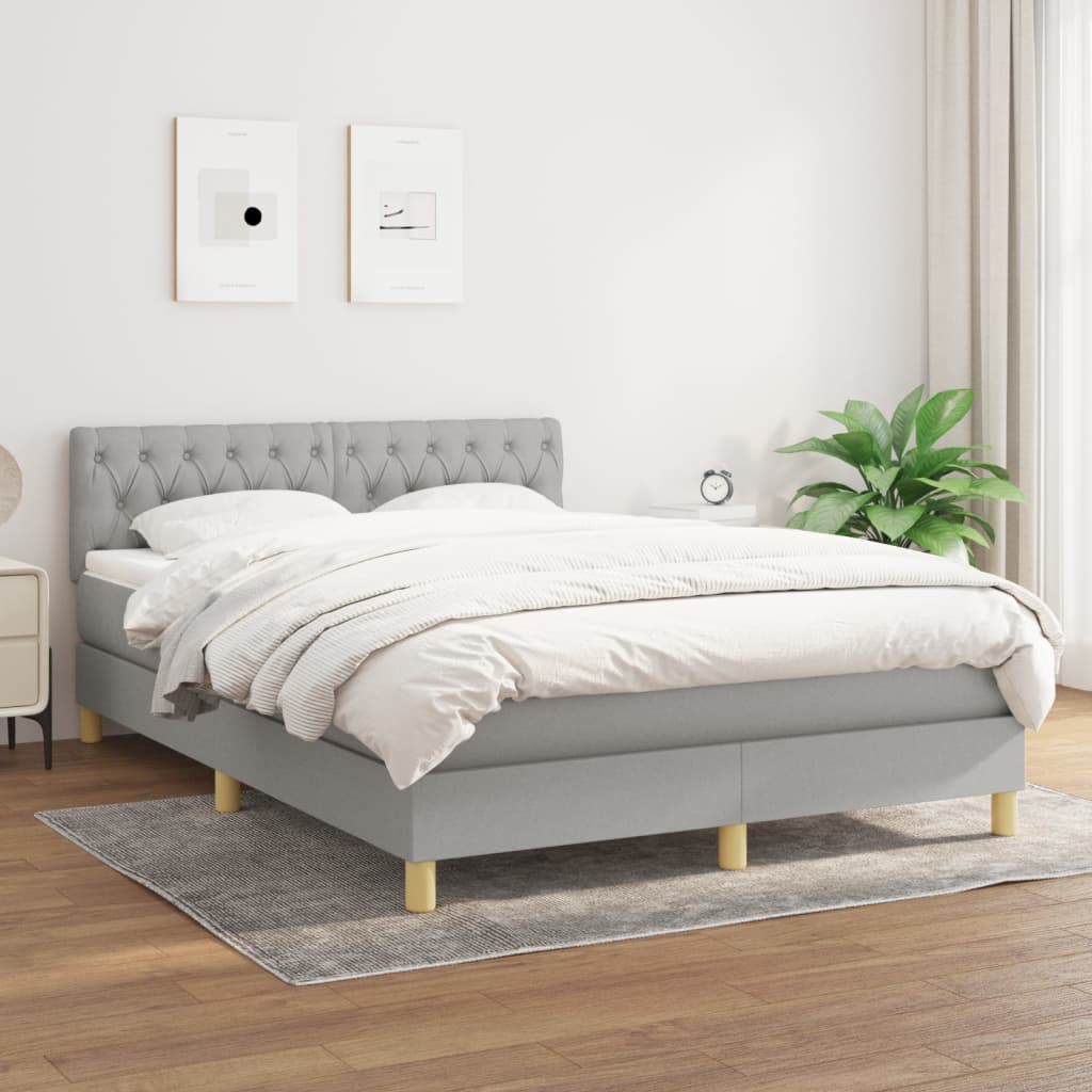 kontinentalseng med madras 140x190 cm stof lysegrå