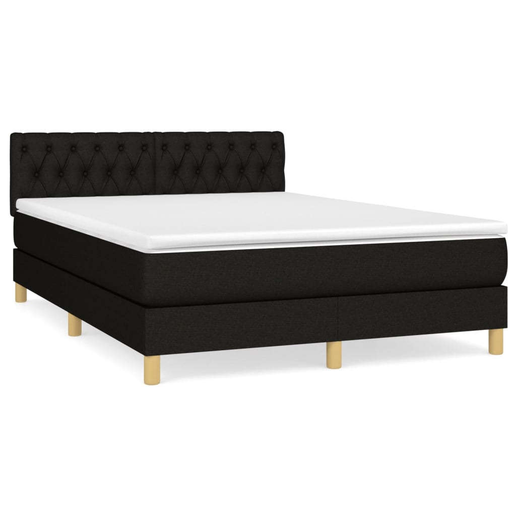 kontinentalseng med madras 140x190 cm stof sort