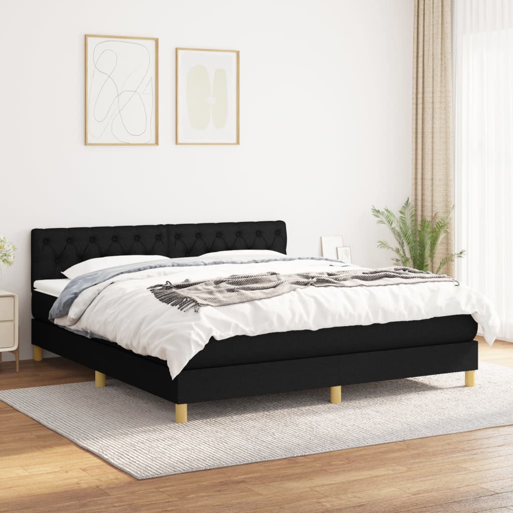 kontinentalseng med madras 160x200 cm stof sort