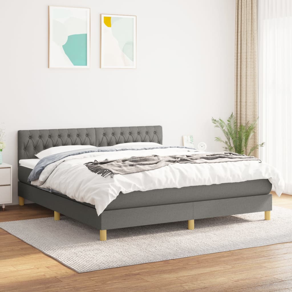 kontinentalseng med madras 180x200 cm stof mørkegrå