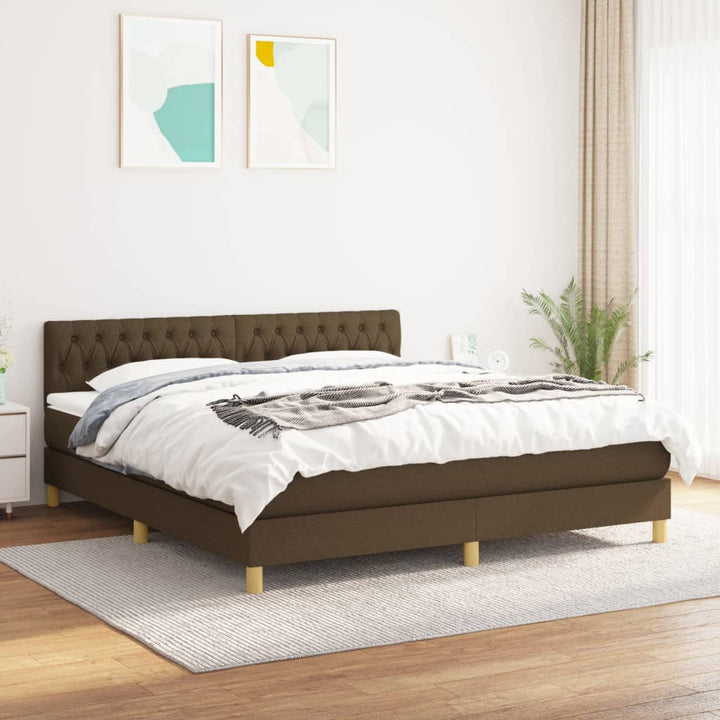 kontinentalseng med madras 180x200 cm stof mørkebrun