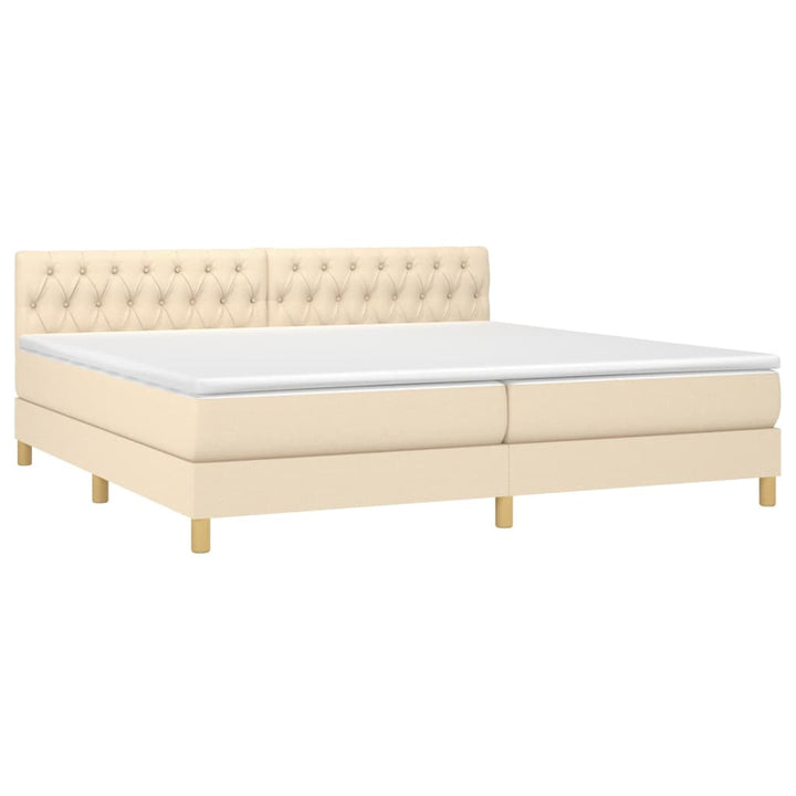 kontinentalseng med madras 200x200 cm stof cremefarvet