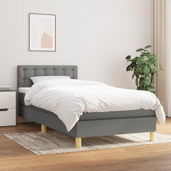 kontinentalseng med madras 90x190 cm stof mørkegrå
