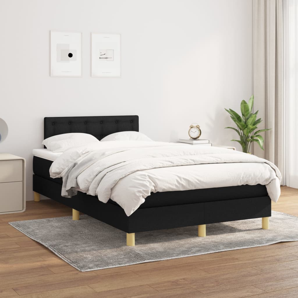 kontinentalseng med madras 120x200 cm stof sort