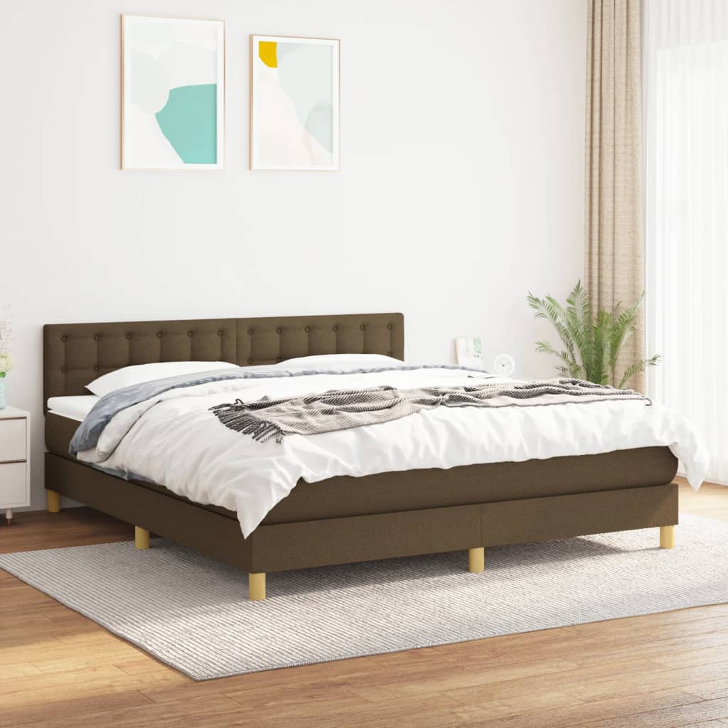 kontinentalseng med madras 160x200 cm stof mørkebrun