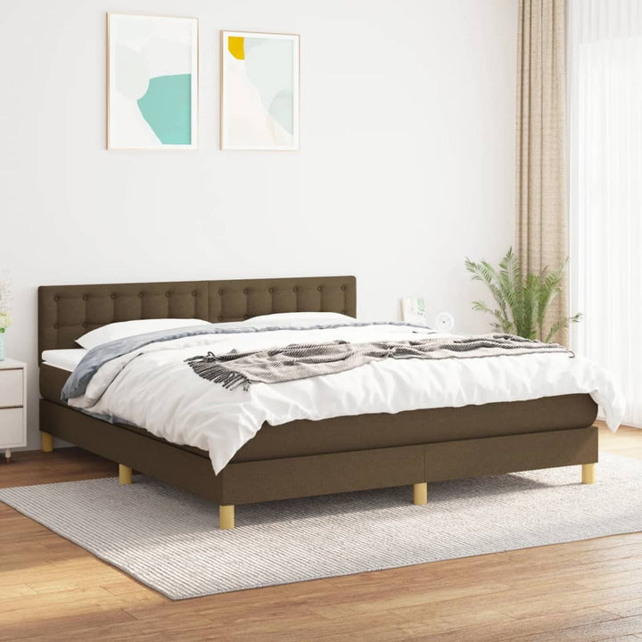 kontinentalseng med madras 160x200 cm stof mørkebrun
