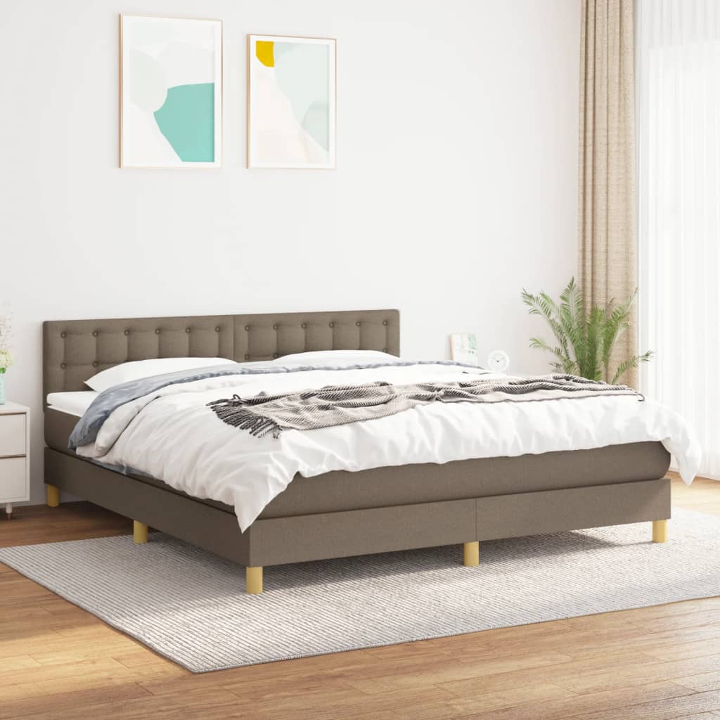 kontinentalseng med madras 160x200 cm stof gråbrun