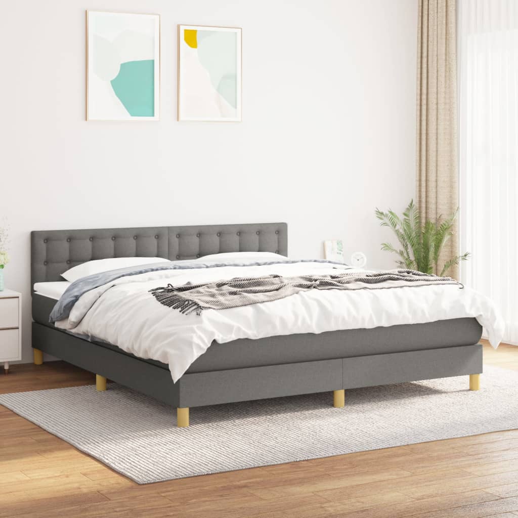 kontinentalseng med madras 180x200 cm stof mørkegrå