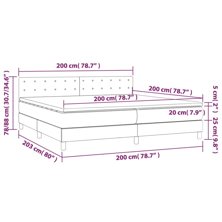 kontinentalseng med madras 200x200 cm stof blå