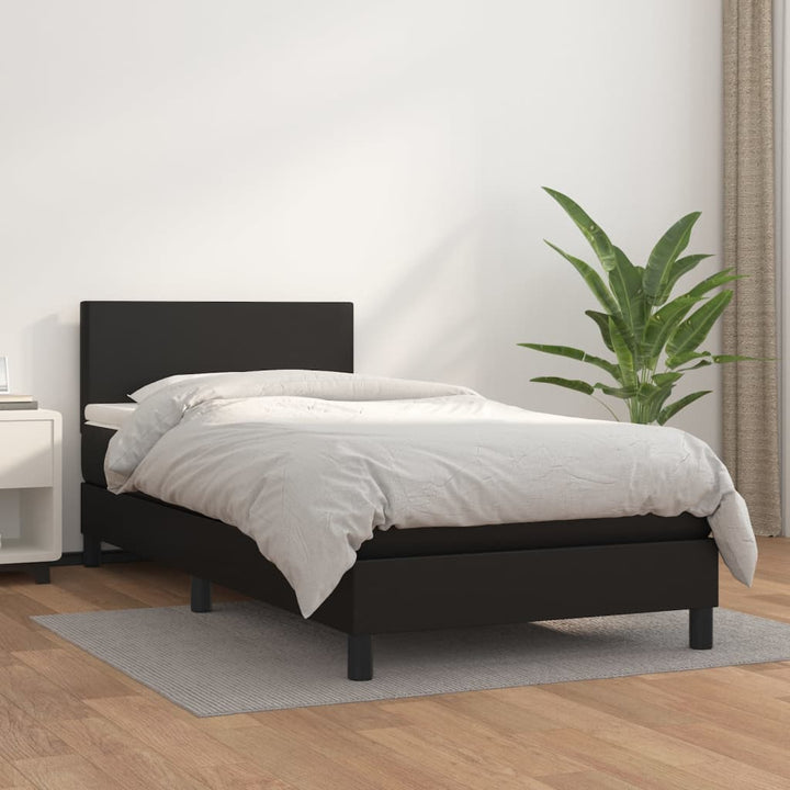 kontinentalseng med madras 90x200 cm kunstlæder sort