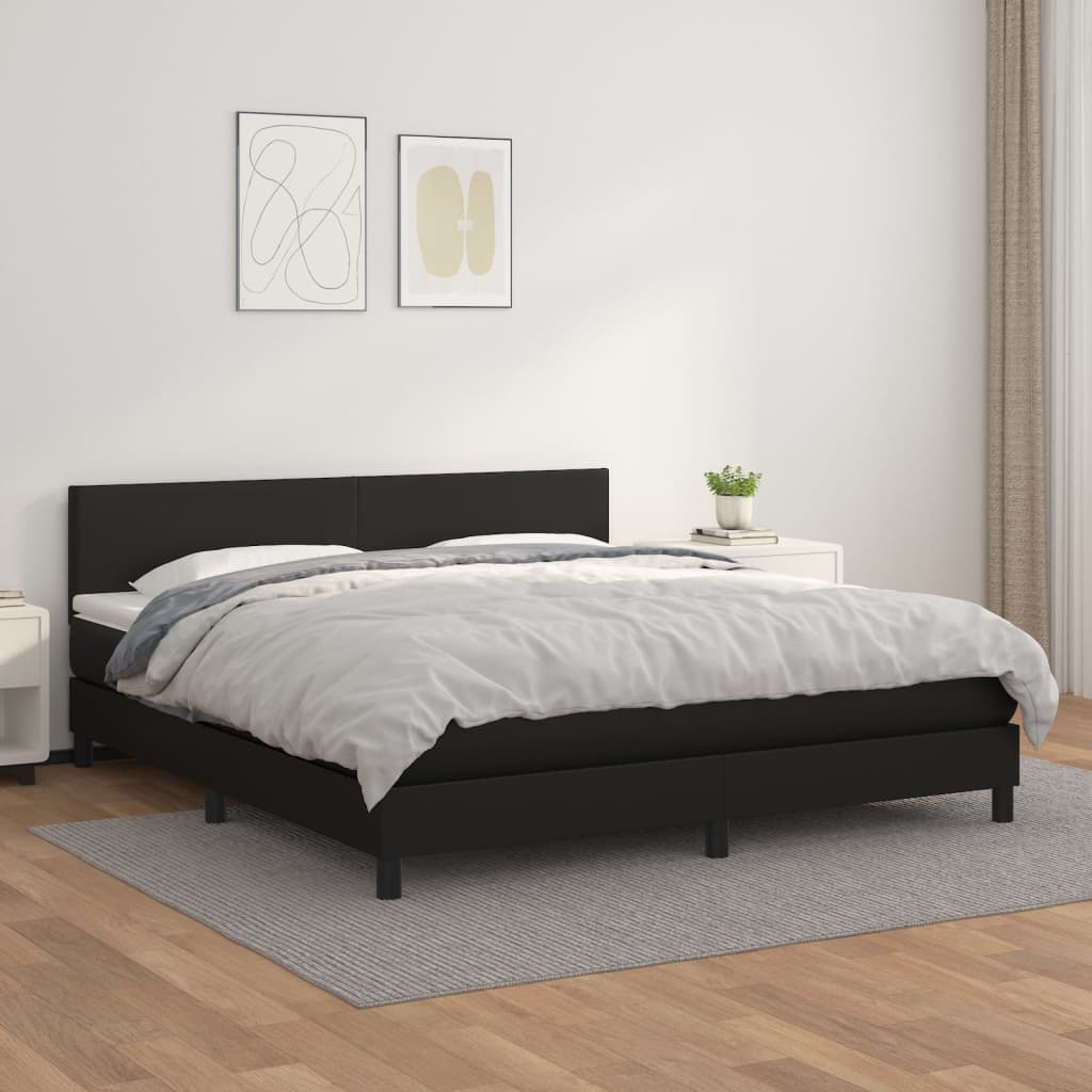 kontinentalseng 160x200 cm kunstlæder sort