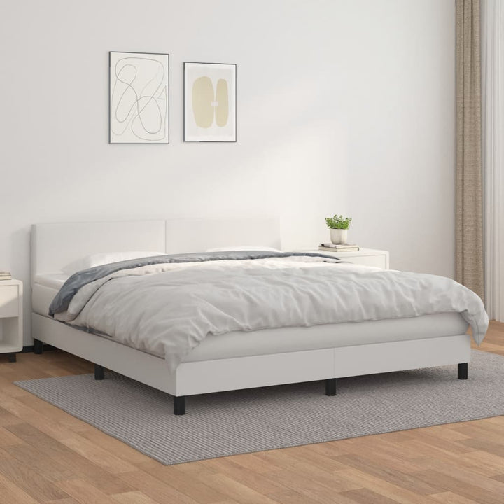 kontinentalseng 160x200 cm kunstlæder hvid