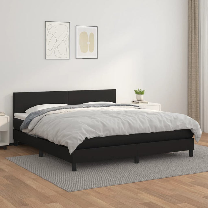 kontinentalseng med madras 180x200 cm kunstlæder sort