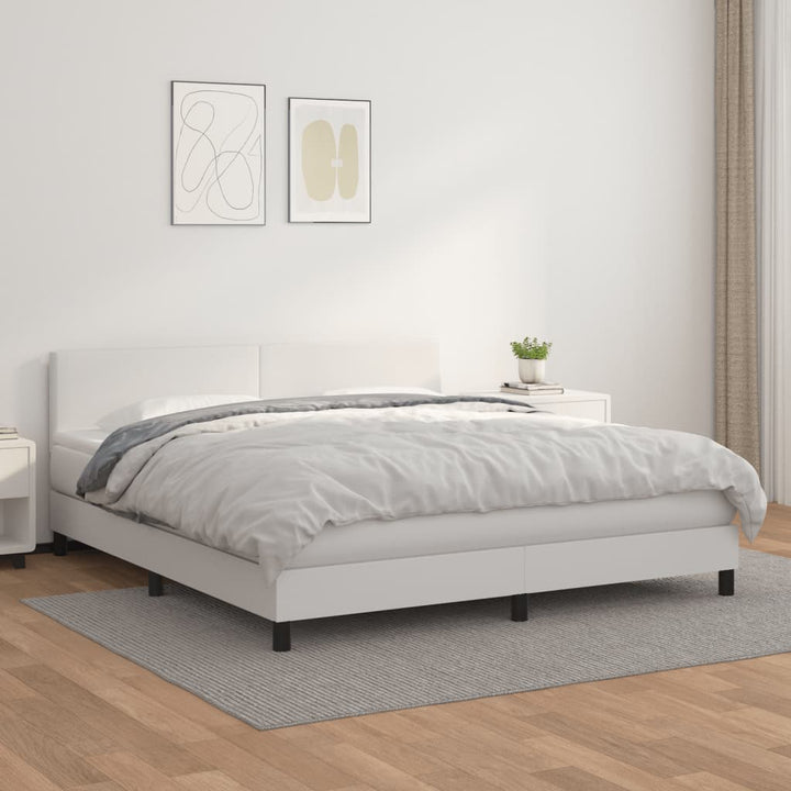 kontinentalseng med madras 180x200 cm kunstlæder hvid