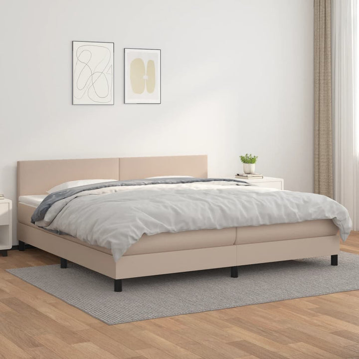 kontinentalseng 200x200 cm kunstlæder cappuccinofarvet