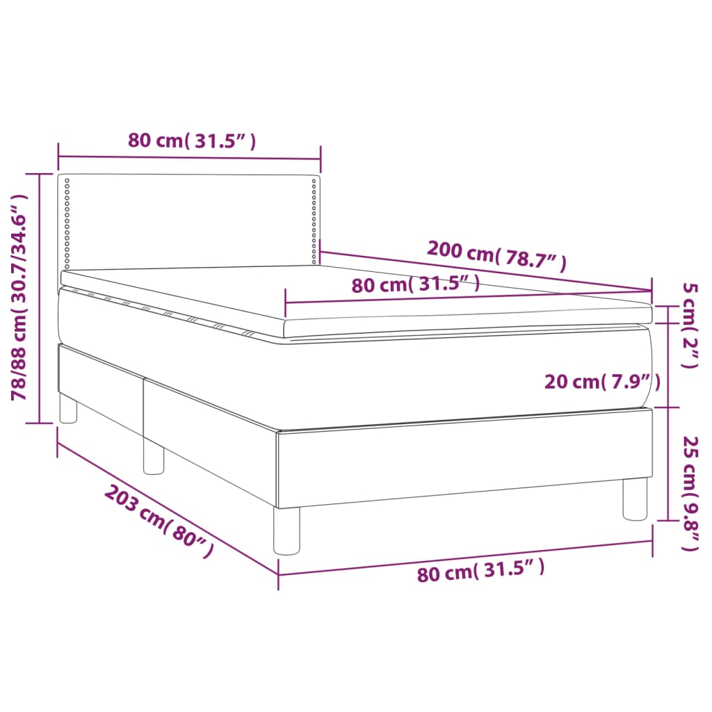 kontinentalseng med madras 80x200 cm kunstlæder grå