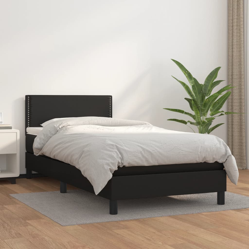 kontinentalseng med madras 90x200 cm kunstlæder sort
