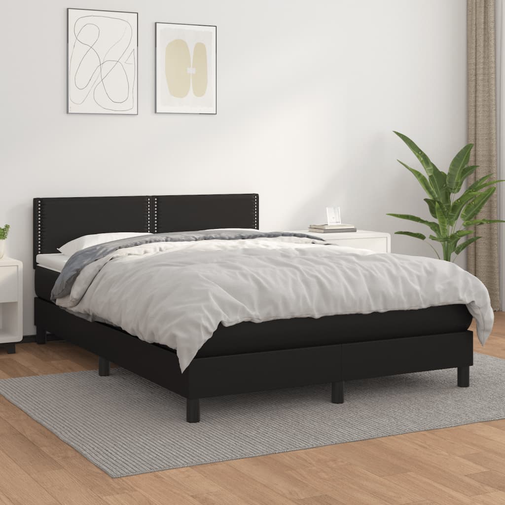 kontinentalseng med madras 140x190 cm kunstlæder sort