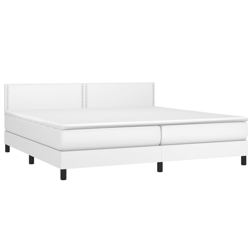 kontinentalseng med madras 200x200 cm kunstlæder hvid
