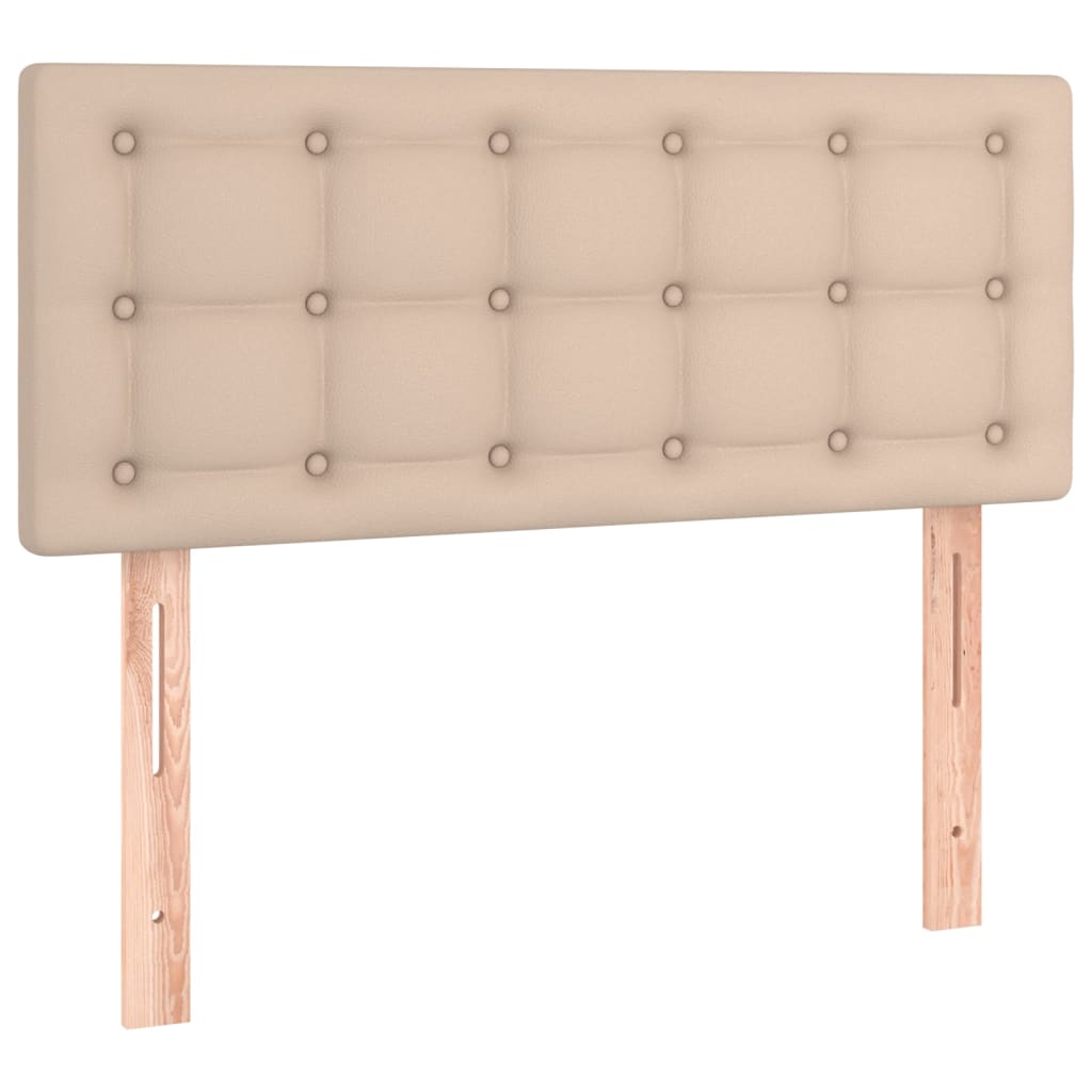 kontinentalseng 90x190 cm kunstlæder cappuccinofarvet