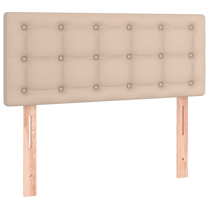 kontinentalseng 100x200 cm kunstlæder cappuccinofarvet