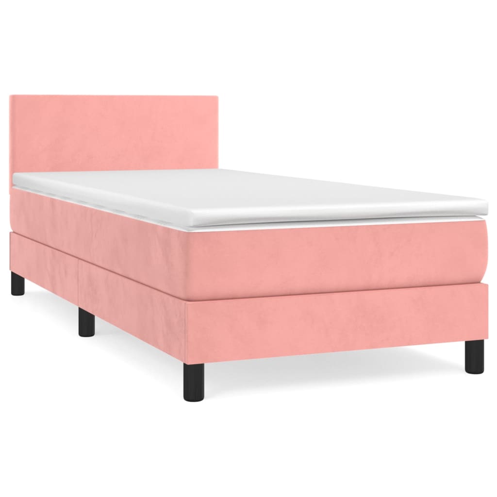 kontinentalseng med madras 90x190 cm fløjl pink