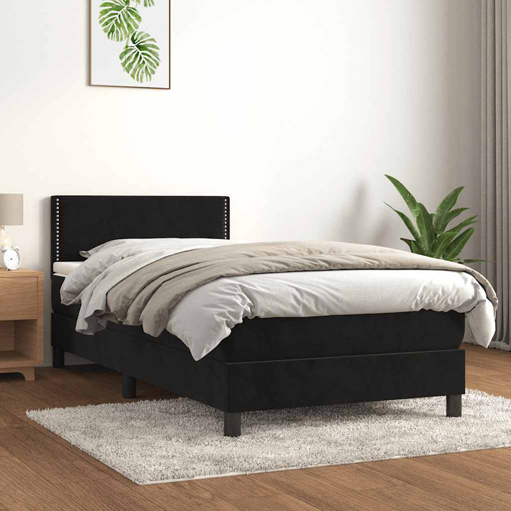 kontinentalseng med madras 100x200 cm fløjl sort