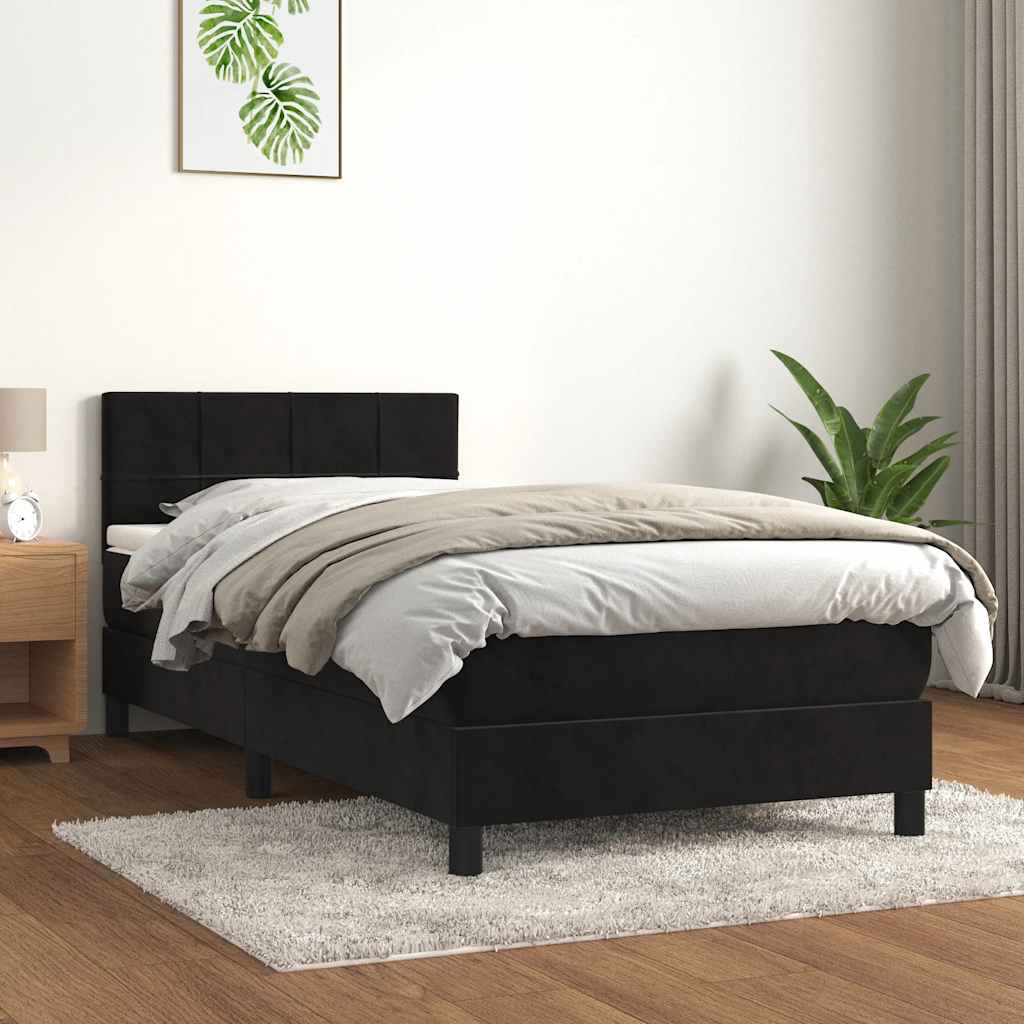 kontinentalseng med madras 90x200 cm fløjl sort