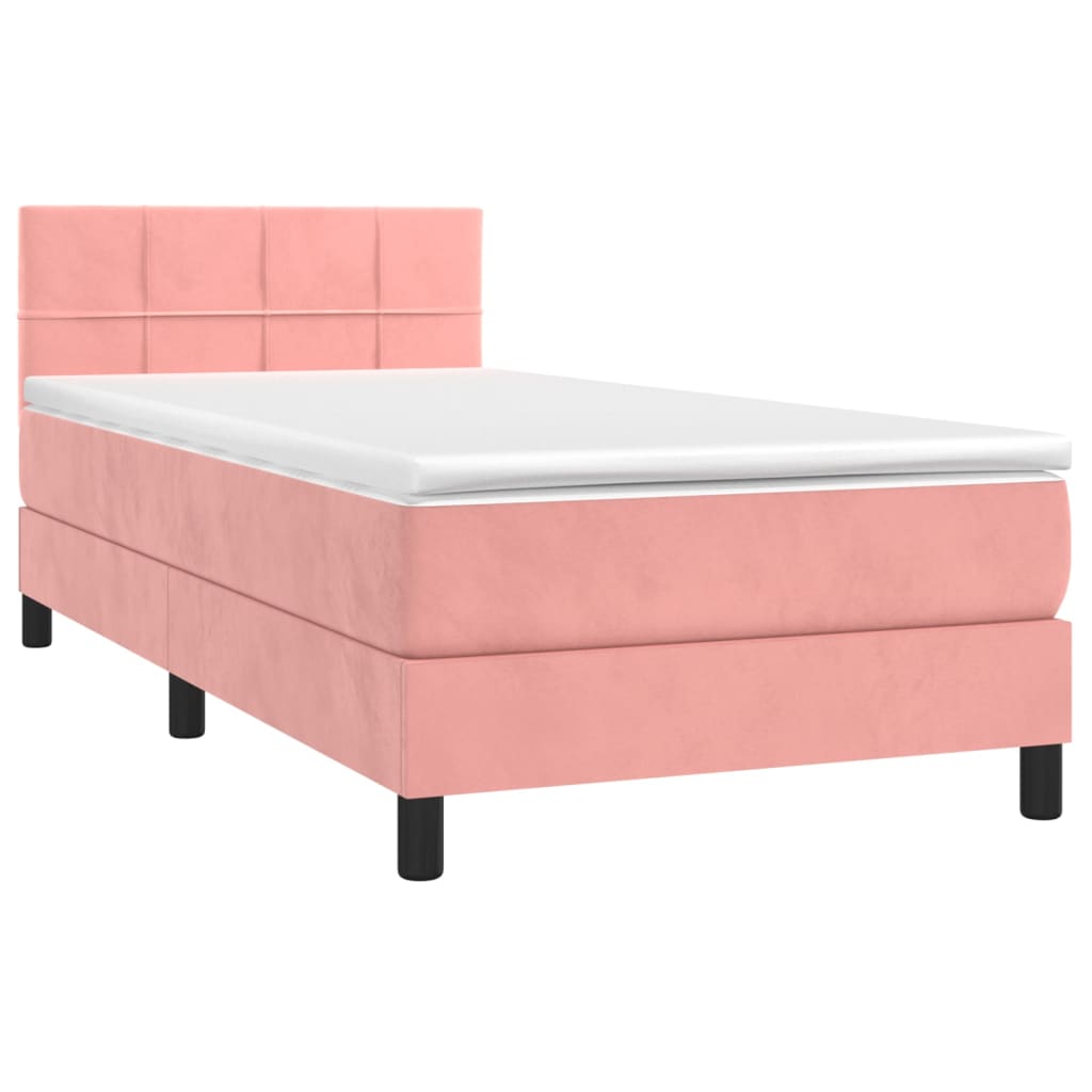 kontinentalseng med madras 100x200 cm fløjl lyserød