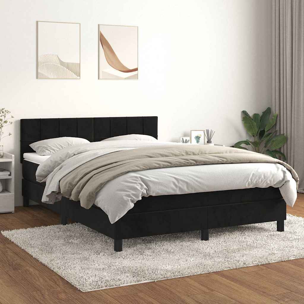 kontinentalseng med madras 140x190 cm fløjl sort