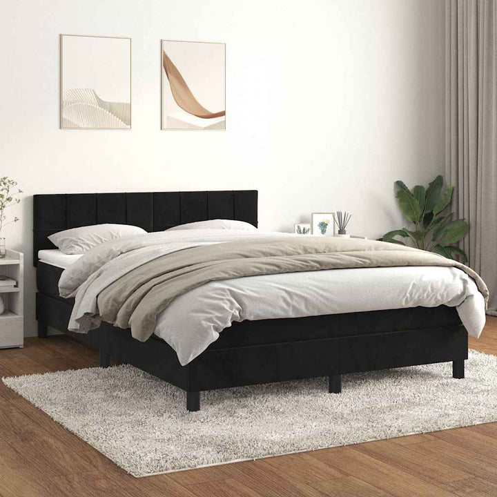 kontinentalseng med madras 140x190 cm fløjl sort