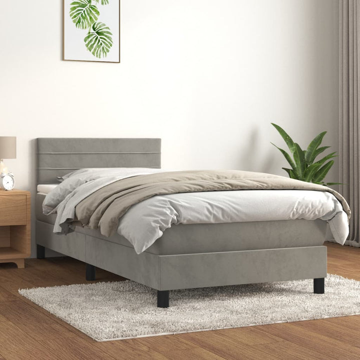 kontinentalseng med madras 80x200 cm fløjl lysegrå