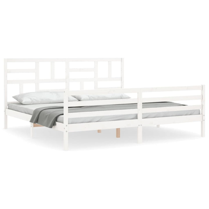 sengeramme med sengegavl 200x200 cm massivt træ hvid