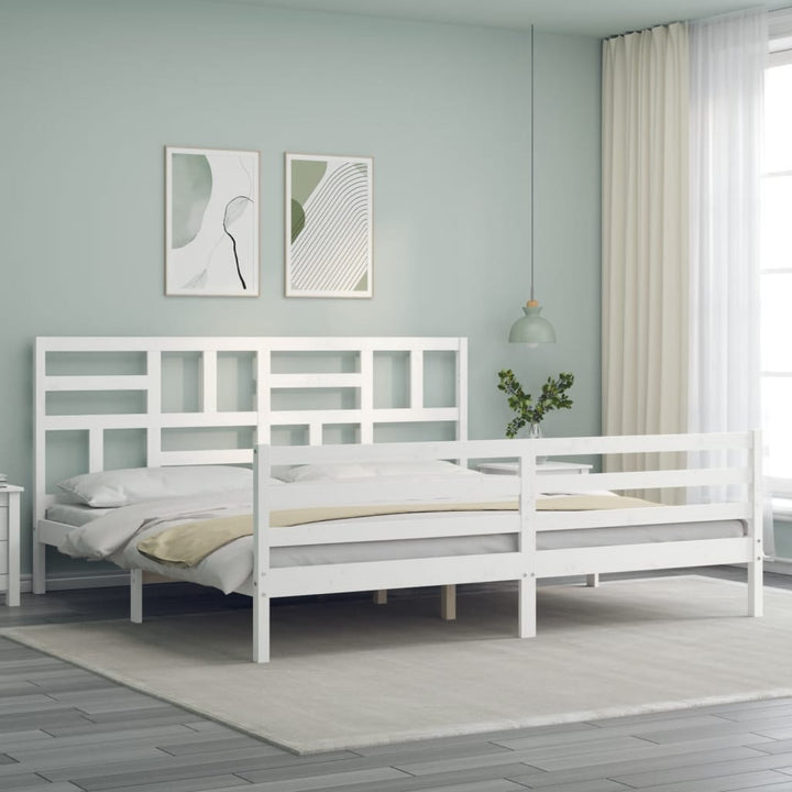 sengeramme med sengegavl 200x200 cm massivt træ hvid