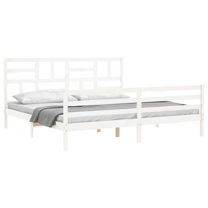 sengeramme med sengegavl 200x200 cm massivt træ hvid