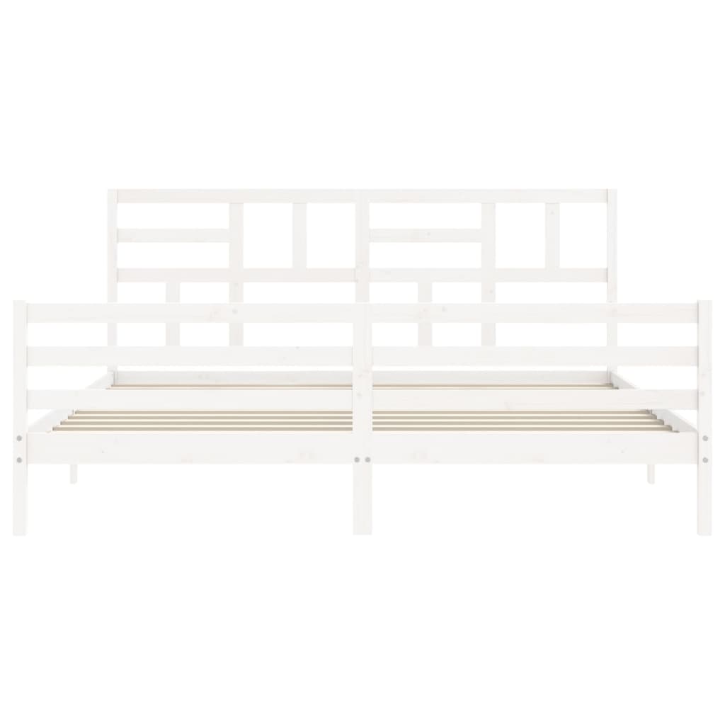 sengeramme med sengegavl 200x200 cm massivt træ hvid
