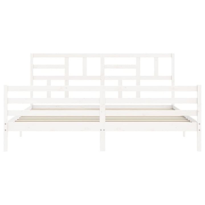 sengeramme med sengegavl 200x200 cm massivt træ hvid