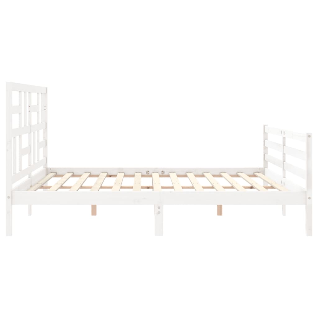 sengeramme med sengegavl 200x200 cm massivt træ hvid