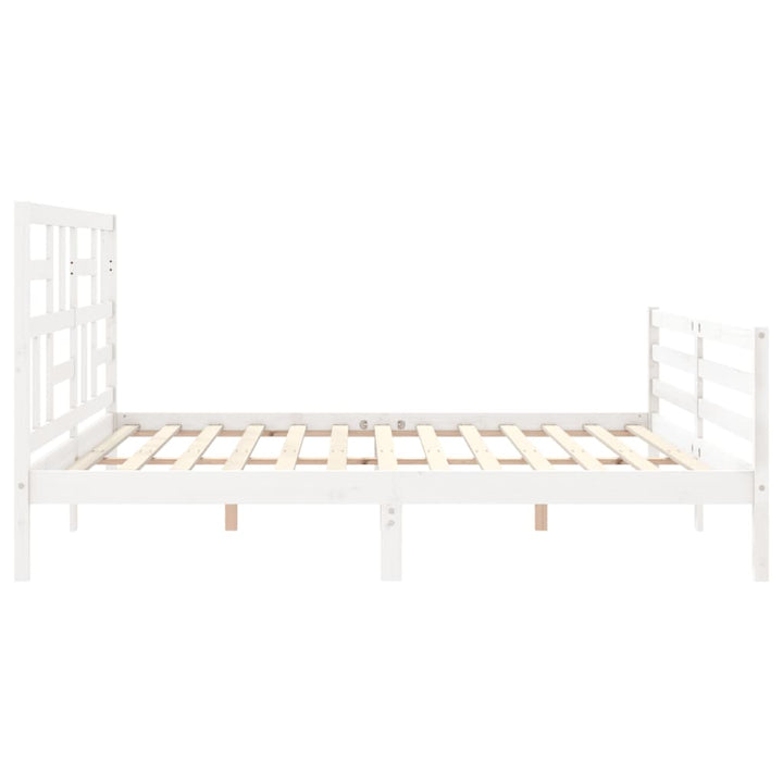 sengeramme med sengegavl 200x200 cm massivt træ hvid