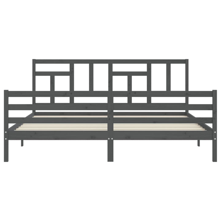 sengeramme med sengegavl 200x200 cm massivt træ grå