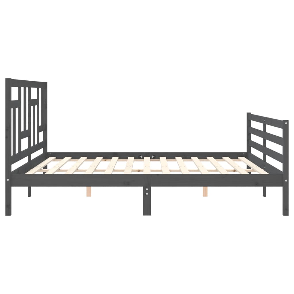 sengeramme med sengegavl 200x200 cm massivt træ grå