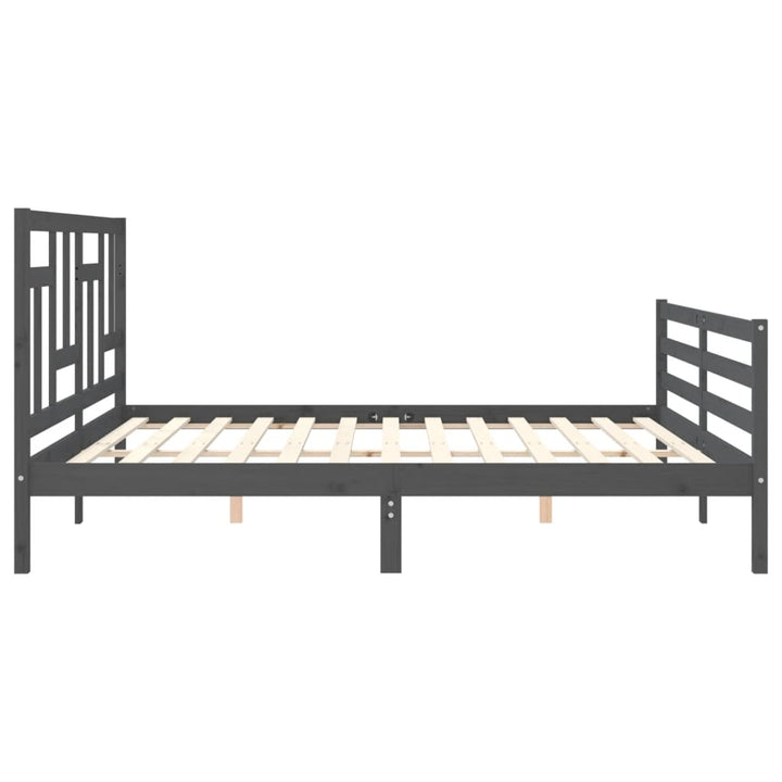 sengeramme med sengegavl 200x200 cm massivt træ grå