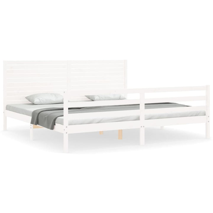 sengeramme med sengegavl 200x200 cm massivt træ hvid