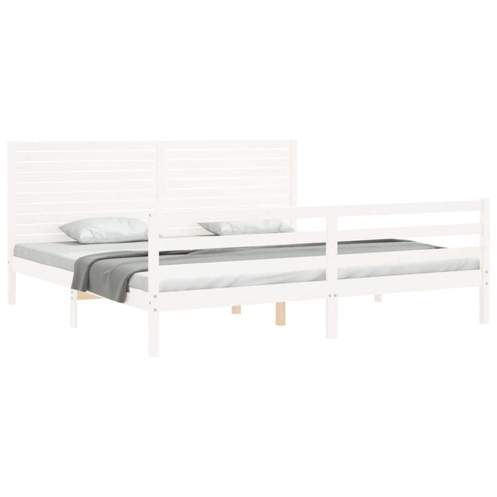 sengeramme med sengegavl 200x200 cm massivt træ hvid