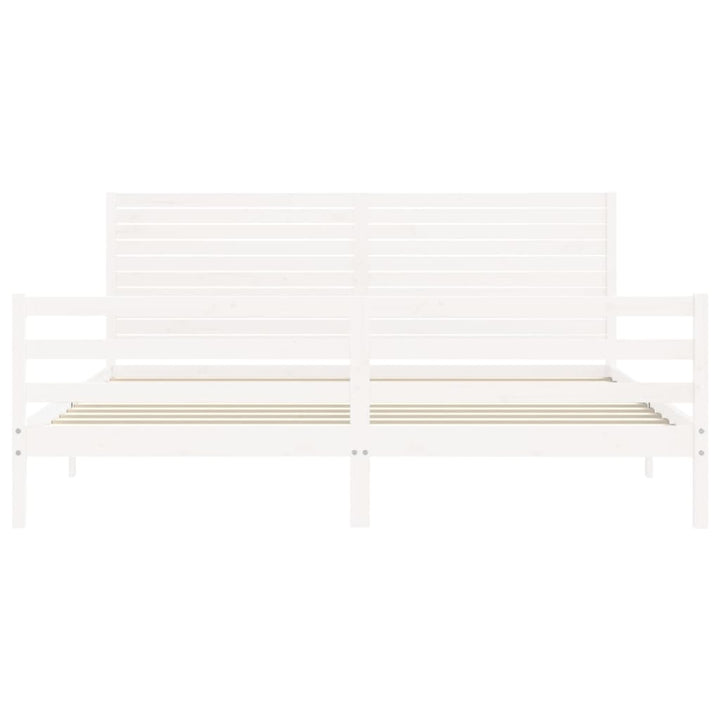 sengeramme med sengegavl 200x200 cm massivt træ hvid
