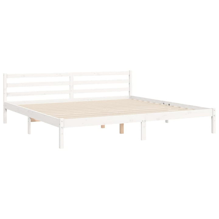 sengeramme med sengegavl 200x200 cm massivt træ hvid