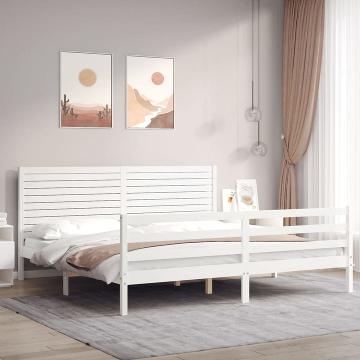 sengeramme med sengegavl 200x200 cm massivt træ hvid