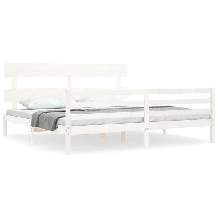 sengeramme med sengegavl 200x200 cm massivt træ hvid